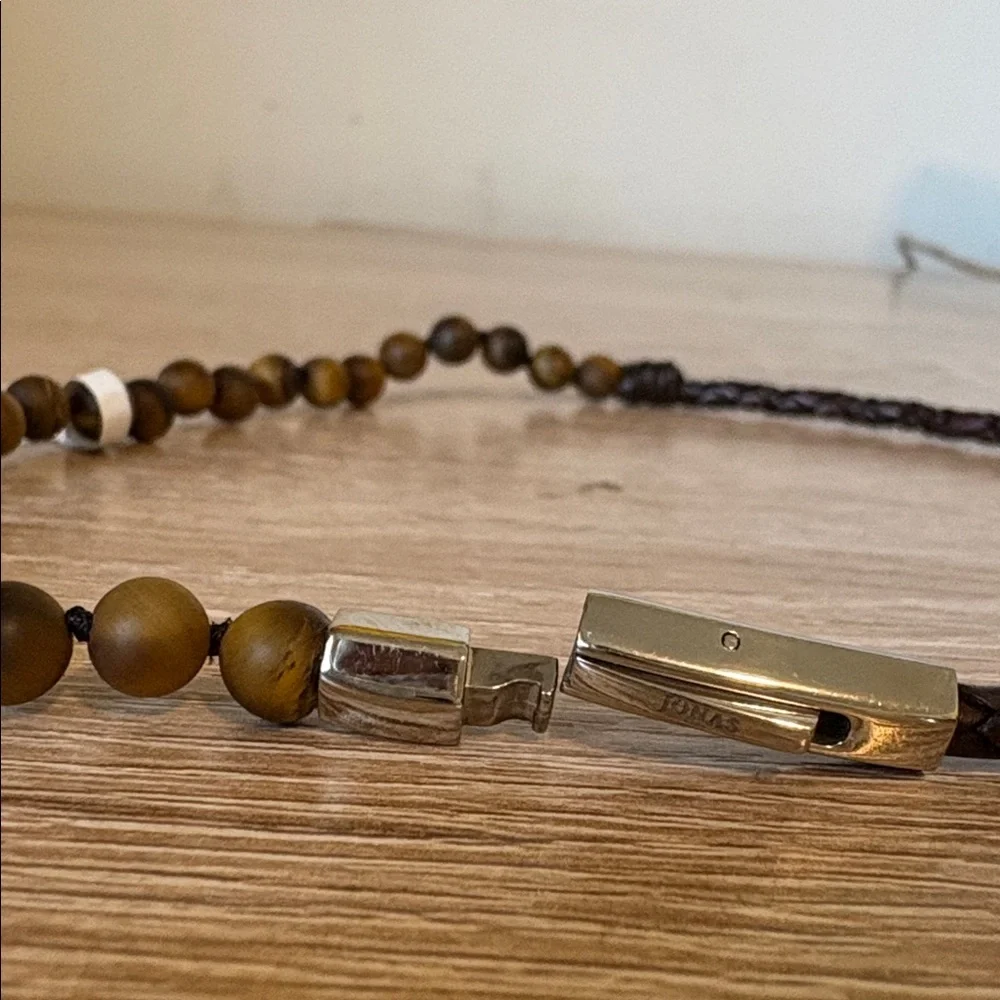 Nordstrom Jonas Studio Hand Knotted Tiger's Eye & Leather Wrap Bracelet NWT